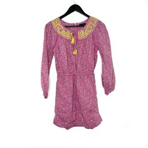 J.Crew Romper Embroidered Romper In Pink Vines Block Print AP193 Summer